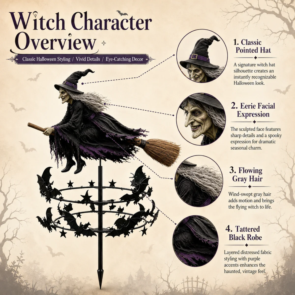 Halloween Early Bird Special 🧙 The Enchanted Witch Garden Wind Spinner